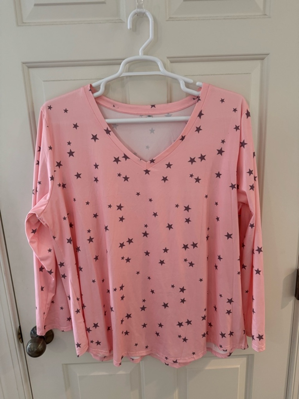 Pink Star Print Crewneck Top